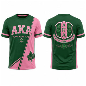 Camiseta Personalizada de Color Sólido para Hermandad, 100% Algodón, Estilo Urbano, Rosa y Verde, Manga Corta, Estampada, Casual, Cuello Redondo, Corte Regular para Hombre - Product Image 4