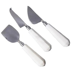 Hammered Design Metal Golden <b>Cheese</b> <b>Sets</b> With White Marble Handle For Home And Hotels Usage <b>Cheese</b> Knife Butter Spreader - Product Image 3