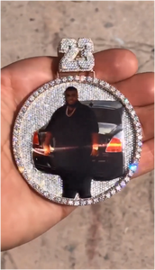 Pendentif photo personnalisé en moissanite VVS style hip-hop, serti de pierres, en argent sterling 925, pendentif photo éblouissant - Product Image 4