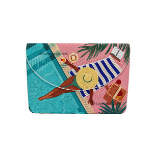 Bolso de mano bordado a mano con cuentas para mujer, estilo bohemio de verano, diseño inspirado en hamacas, bolso tipo sobre con cuentas de semillas. - Product Image 1