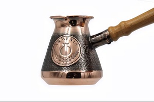Auténtica cafetera armenia Jazzve con emblema de granada en relieve, Cezve Ibrik, cafetera tradicional de cobre texturizado de dos tonos. - Product Image 2