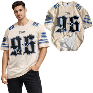 เสื้อฟุตบอลอเมริกันผ้าคอตตอนหนา ปักโลโก้และหมายเลขได้ตามสั่ง ทรงโอเวอร์ไซส์ สไตล์ทีมแวร์ สตรีทแวร์ รับผลิตแบบ OEM แบรนด์ส่วนตัว - Product Image 1