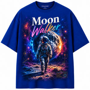 Camiseta de Manga Larga con Estampado de Astronauta Moon Walker para Hombre, Color Personalizado, Cuello Redondo, Corte Regular, Informal, 100% Algodón Jersey Terry - Product Image 1