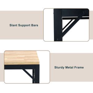 60\" Heavy-Duty Workbench with Rubber Wood Top Power Outlets Adjustable Height 2000 Lbs Capacity Hardwood Woodworking Bench - Product Image 6