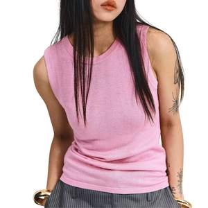 Custom Wholesale <b>Womens</b> Sleeveless Slim Fit Crop Tank <b>Top</b> Active Muscle Breathable Fitness Sports Tank <b>Top</b> - Product Image 1