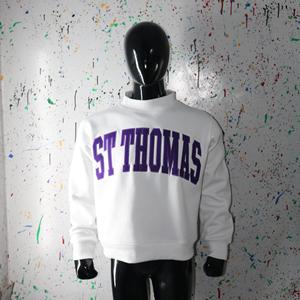 Sudadera ST THOMAS WHITE con cuello alto, 100% morado, con apliques bordados, cuello ancho, URBAN PRODUCTIONS - Product Image 3