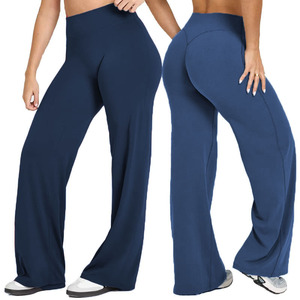 Easy wear Regular Fit Flared Yoga <b>Leggings</b> High Waist Solid <b>Pattern</b> Lightweight Breathable Spandex/Nylon Fashionable Workout - Product Image 1