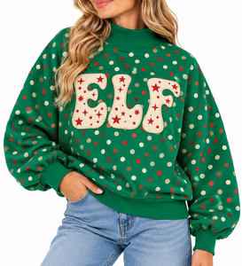 Sudadera Casual de Mujer con Cuello Redondo, Manga Farol y Aplique de Elfo, Transpirable y Ecológica, para Otoño e Invierno - Product Image 1