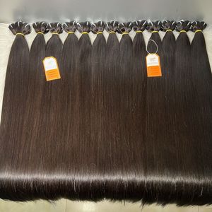 Cabello crudo sin procesar Listo para enviar Extensiones de cabello humano liso de hueso de color negro - Product Image 2