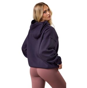 Dark Purple Relaxed Fit <b>Hoodie</b> Women Fleece Pullover Long Sleeve Casual Streetwear Relaxed Fit Fashion Daily Wear - Product Image 2