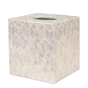 Caja de pañuelos cuadrada elegante para madre de perla, cubierta de concha de perlas, mosaico decorativo, caja de soporte de pañuelos, venta al por mayor - Product Image 1