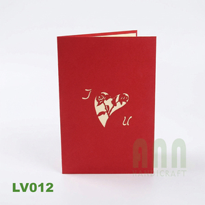 Carte d'invitation de mariage ou de la Saint-Valentin 3D en forme de cœur, faite à la main par ANN HANDICRAFT, avec enveloppe découpée, impression personnalisée, papier d'amour - Product Image 5