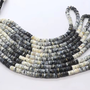 Perles Heishi en opale dendrite AAA de 6 mm, perles en opale dendrite en forme de pneu, perles de pierres précieuses de 16 pouces, opale dendrite naturelle unie Heishi - Product Image 1