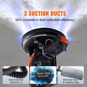 900W levigatrice per cartongesso con motore a spazzola 800-1800RPM a velocità variabile e funzione di aspirazione automatica - Product Image 4