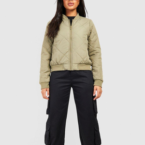 <b>Women</b> <b>Lightweight</b> Padded Bomber Jacket Casual Winter Fashion <b>Coat</b> Custom OEM Wholesale Manufacturer - Product Image 1