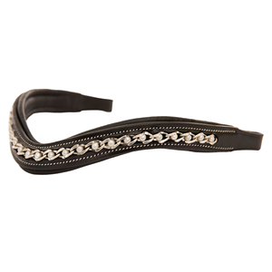 Équipement équestre personnalisé, frontale rembourrée en cuir indien avec cristaux de perles blanches en spirale fantaisie - Product Image 1