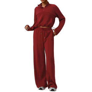 Ensemble deux pièces décontracté pour homme, taille haute, coupe large, respirant, coupe-vent, pour le yoga et le sport, automne-hiver, teint uni, haute qualité - Product Image 2