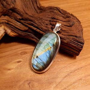 Natural Labradorite Pendant 925 Sterling Silver Gold Plated Cabochon Polished Simple Setting <b>Chain</b> Handmade Jewelry Women Gift - Product Image 6