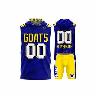 Ensemble Maillot et Short à Capuche Sans Manches 7v7, Sublimation Intégrale, Tenue d'Équipe Personnalisée, OEM, Faible MOQ, Football Américain - Product Image 3