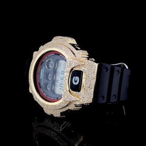 Montre analogique-numérique LED étanche et résistante aux chocs de style hip-hop pour homme, inspirée de G-Shock, en acier inoxydable de qualité supérieure avec moissanite - Product Image 3