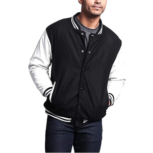 Buy Blank Plus Size Geometric Stand Collar Varsity Jackets Wholesale Puff Printing Custom Logo <b>Men</b> Unisex - Product Image 3