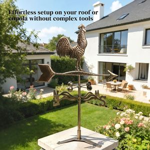 Giravento in Metallo a Forma di Gallo per Esterni, Indicatore di Direzione del Vento per Montaggio su Tetto, Giravento Resistente - Product Image 6