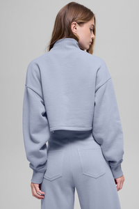 Sweat-shirt court en coton à manches longues pour femme, imprimé, décontracté, à épaules tombantes, tendance - Product Image 6