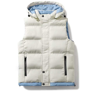 Custom Men Hooded Puffer Vest Sleeveless Padded Winter <b>Gilet</b> <b>Warm</b> Full Zip Casual Outdoor Bodywarmer - Product Image 1