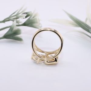 Anillo de compromiso de oro amarillo con diamantes cultivados en laboratorio Toi et Moi, corte almohada y pera, dos piedras, banda dividida, triple banda, joyería fina, regalo - Product Image 3