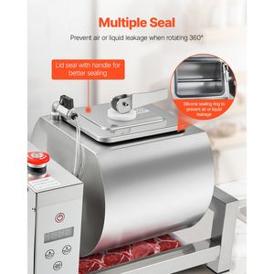Macchina per la Lavorazione della Carne con Rotazione Bidirezionale Automatica da 10L, Marinatore Sottovuoto in Acciaio Inossidabile - Product Image 5