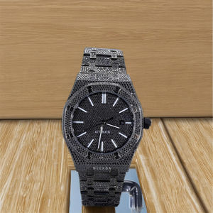 Custom Signature Moissanite <b>Watch</b> - Fully Black Moissanite <b>Watch</b>, Men's Bust Down <b>Watch</b>, 100% Handmade <b>Diamond</b> <b>Watch</b> from India - Product Image 5