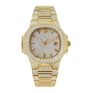 Montre pour homme de luxe en or avec cadran romain, entièrement sertie de diamants Moissanite, mouvement automatique rond de 21,50 carats - Product Image 5