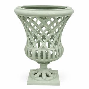 Pot de fleurs en métal de qualité supérieure avec design en treillis, finition émaillée pour utilisation en extérieur, urnes de jardin en aluminium - Product Image 2