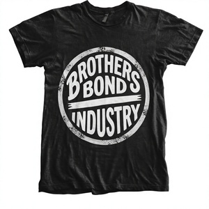 พรีเมี่ยม BROTHERS BOND INDUSTRY เสื้อยืดกราฟิกสีดำล้างสีสไตล์วินเทจ โลโก้ย้อนยุค ผ้าฝ้ายเนื้อนุ่ม สตรีทแวร์ - Product Image 1
