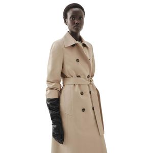 Manteau long vintage d'automne brodé coupe-vent à col rabattable et double boutonnage avec doublure en polyester pour femme - Product Image 5