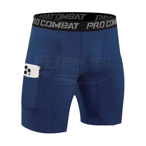 Men's <b>Compression</b> Shorts Pocket Drawstring Closure Knitted Fabric Print Design Quick Dry Sports <b>Underwear</b> Workout Yoga Briefs - Product Image 4