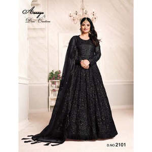 Meilleures ventes FATEMA FASHION Salwar Kameez traditionnel de style indien en filet pour femmes, tenue de fête de mariage, design ethnique moderne - Product Image 3