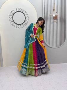 LAHENGA CHOLI DUPATTA GEORGETTE INNER <b>MICRO</b> COTTON 7 MM SEQUNCE WORK SUIT - Product Image 2