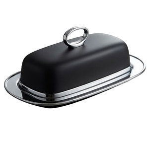 Beurrier en aluminium noir mat avec couvercle, design moderne, hermétique pour une conservation optimale, vaisselle de cuisine - Product Image 3