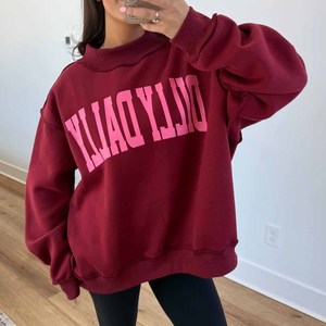 CYM Premium <b>Mock</b> <b>Neck</b> Sweatshirt Women Custom Embroidered College Letter Oversized Cotton Fleece Pullover - Product Image 2