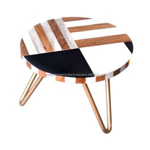 Elegante mesa auxiliar de madera y patas de metal, perfecta para la decoración del hogar y la Oficina, Muebles de acento resistentes, elegantes y funcionales - Product Image 1