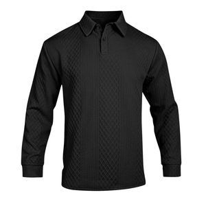 เสื้อโปโลแขนยาวผู้ชาย ผ้าถัก สวมใส่สบาย เหมาะสำหรับกอล์ฟ  ปลายแขนแบบริบ  ชุดทีมธุรกิจ  ขายส่ง - Product Image 3
