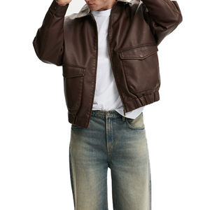 Blouson Bomber en Cuir Véritable Vintage Personnalisé pour Homme – Style Streetwear Décontracté et Oversize, Idéal pour le Baseball – Vente en Gros - Product Image 5