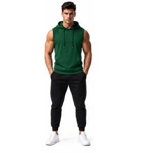 Mens Sleeveless Hoodie Premium Workout Cotton Gym Hooded <b>Sweatshirt</b> Custom Sports Apparel Factory Custom logo Print Men Hoodie - Product Image 1