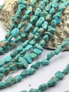 Perles de turquoise naturelle d'Arizona, lisses, en forme de pépites, 10-15 mm, environ 14 pouces de long, perles de pierre irrégulières en vrac pour la vente en gros de bijoux en Chine - Product Image 1