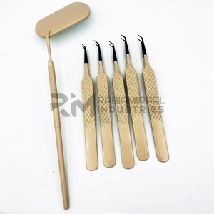 Pince à épiler RMI en acier inoxydable à pointe en fibre, 90 degrés, à pointe dentelée, pour cils et sourcils, option logo personnalisé - Vente en gros - Product Image 5