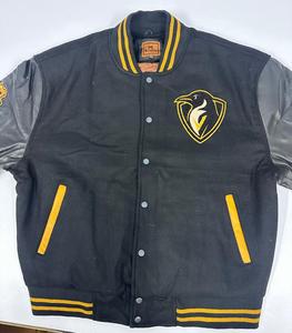 Blouson universitaire d'hiver sur mesure pour homme, manches en cuir véritable, logo chenille pingouin sur le devant, corps en laine, patchs brodés Mceasta - Product Image 2