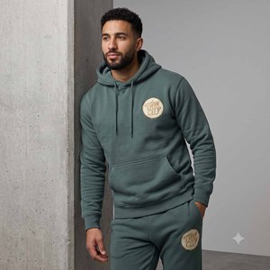 Twin City <b>Men's</b> Hooded Tracksuit Set Solid Green Full Length Joggers Sweatshirt Casual Wear Autumn Style Breathable 100% Cotton - Product Image 4