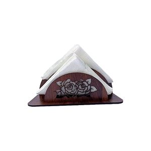 Porte-serviettes en bois, design cube géométrique, bois carbonisé, décoration de table rustique pour salle à manger, cuisine, restaurant, hôtel, moderne - Product Image 1