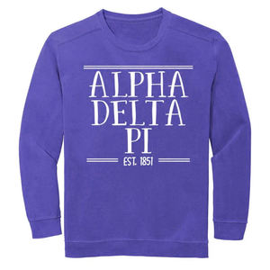 Sweat-shirt personnalisé Alpha Delta Pi en coton et polyester, motif imprimé, pour les sororités, les écoles, les universités, les campus, col rond - Product Image 2